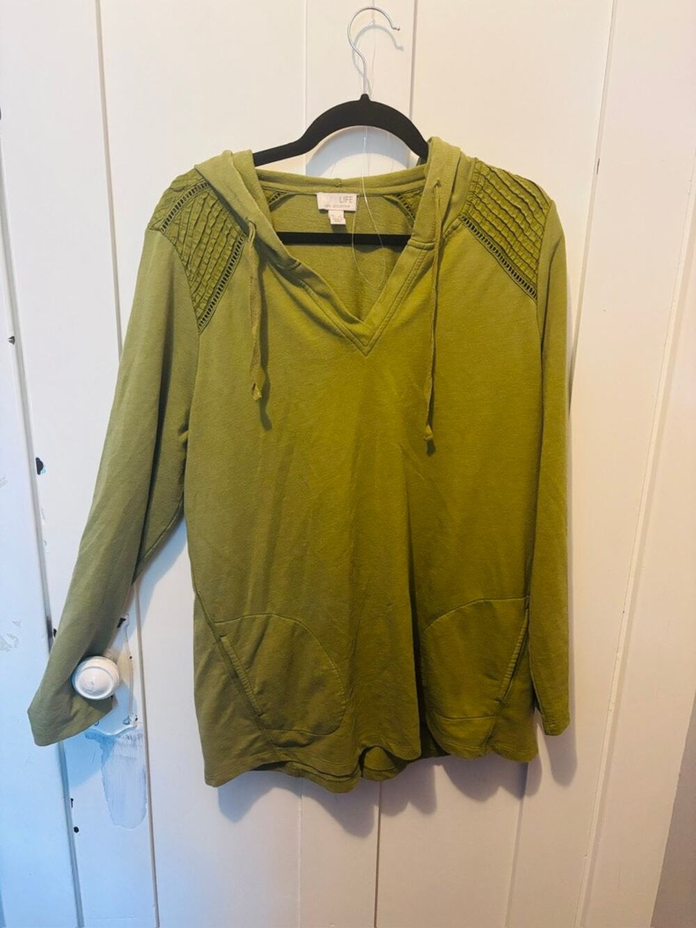 Logo Life Women's Olive Lightweight Hoodie French Terry Pullover